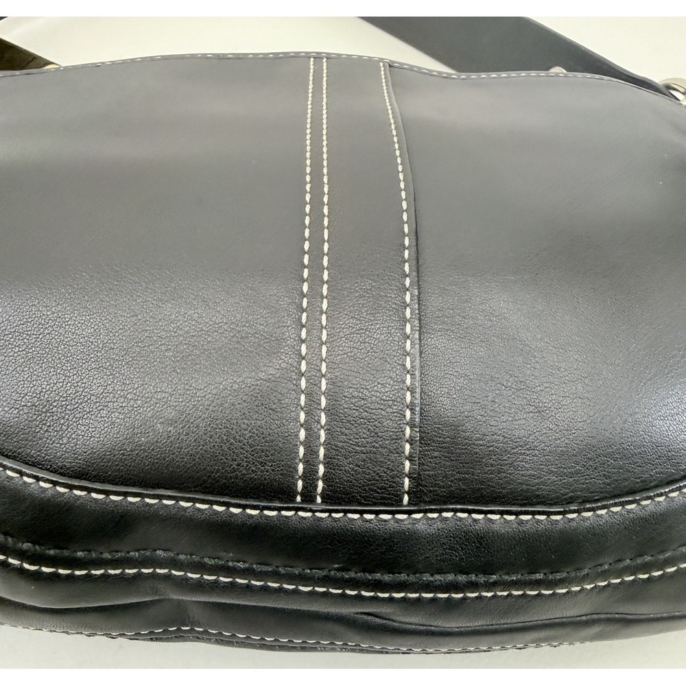 Coach Soho Black Leather Flap Handbag F10910 Silver Buckle Shoulder Bag READ - Picture 14 of 16